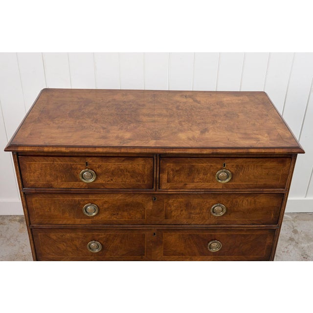 Exquisite 19th Century Burl Walnut Two Over Three Chest With Rings Pulls For Sale - Image 4 of 10