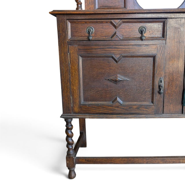 Antique Jacobean Revival Mirrored Buffet With Barley Twist For Sale - Image 16 of 18
