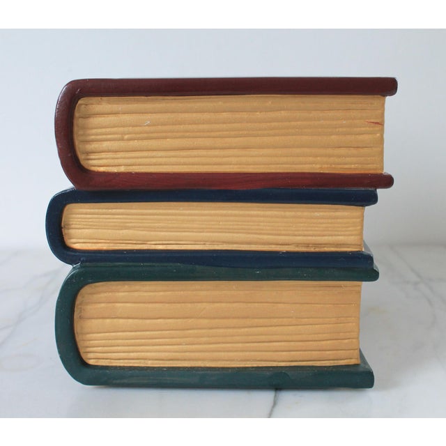1990s 1990's Trompe l'Oeil Stacked Books Ceramic Tissue Box Cover For Sale - Image 5 of 11