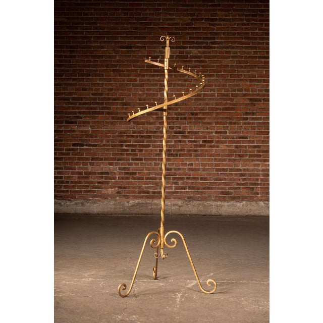 Hollywood Regency Mid 20th Century Hollywood Regency Wrought Iron Spiral Tie & Belt Display Stand For Sale - Image 3 of 8