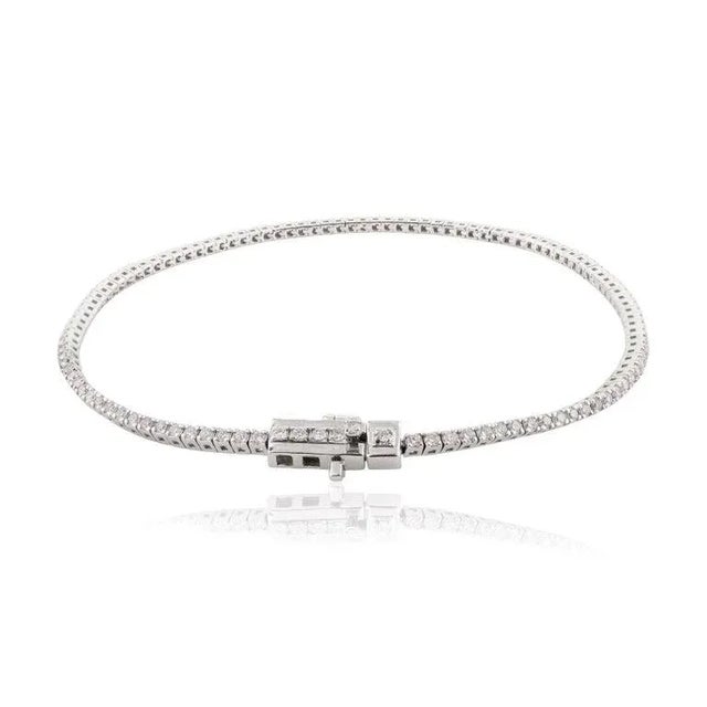 Metal 1.25 Ctw Diamond Sleek Stackable Bracelet Gift for Her For Sale - Image 7 of 12