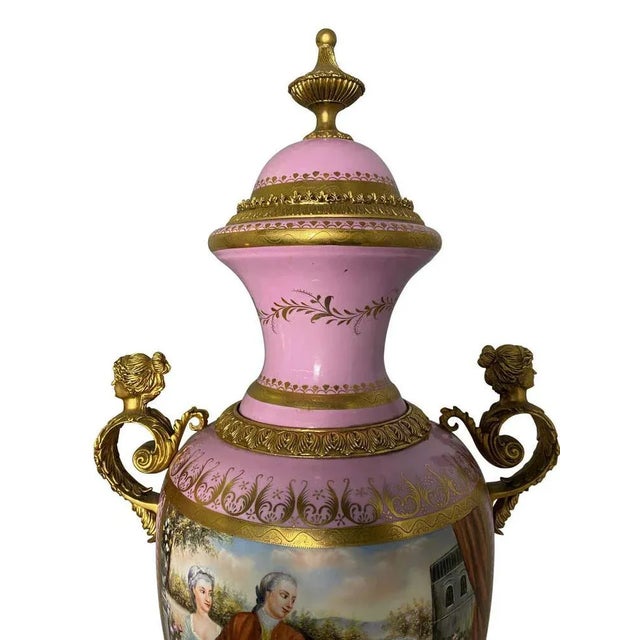 French Sèvres Porcelain Vases in Pink, 20th Century, Set of 2 For Sale - Image 7 of 16