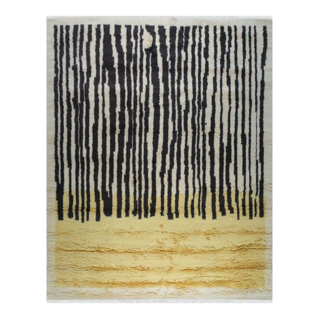 9x12 Mira Iris Yellow Tribal Modern Hand Knotted Wool Carpet Rug For Sale