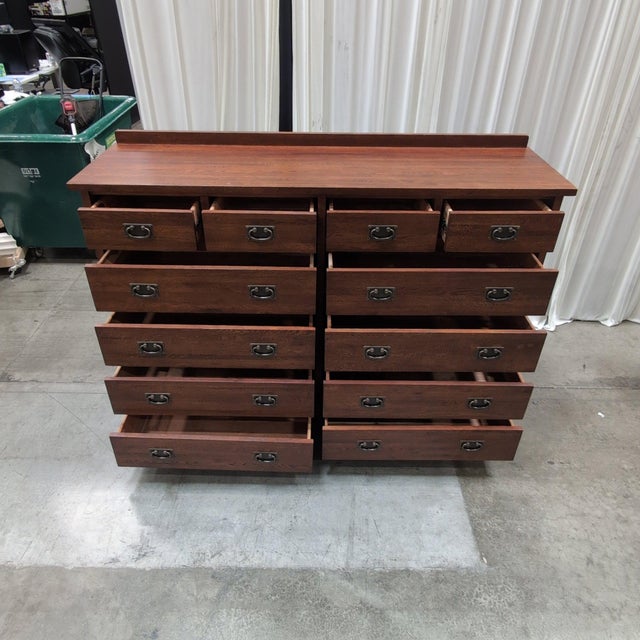 Tradewins Mission Oak 12-Drawer Double Dresser, Solid Oak With Cedar-Lined Drawers, Arts and Crafts For Sale In Seattle - Image 6 of 11