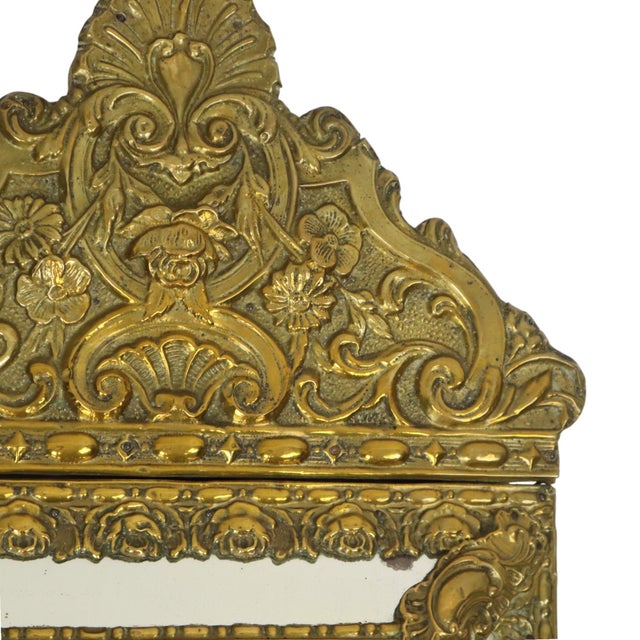Cushion Mirror Repousse Faceted Mirror France, 1890s For Sale - Image 4 of 18