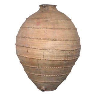 18th Century Large 41´ Terracotta Ribbed Vessel, Vase, Planter with Low Tap For Sale