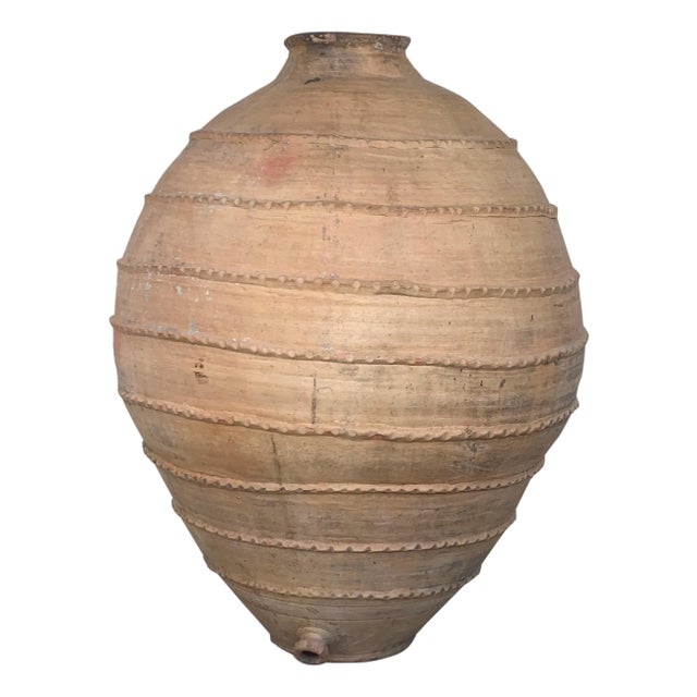 18th Century Large 41´ Terracotta Ribbed Vessel, Vase, Planter with Low Tap For Sale
