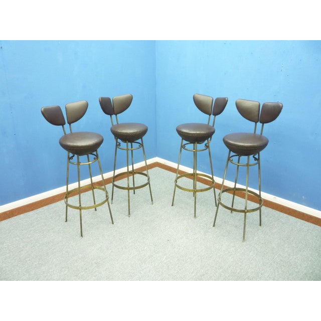 Mid-Century Leather and Steel Bar Stools, 1950s, Set of 4 For Sale - Image 16 of 16