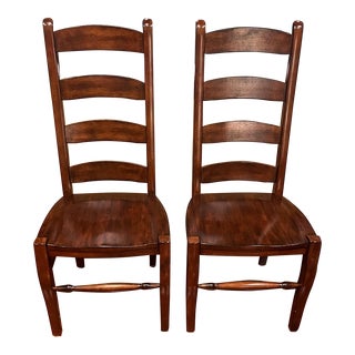 Wynn Ladderback Dining Side Chairs, Rustic Mahogany - a Pair For Sale