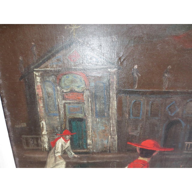 Iceskating Cardinals Under the Moon at the Cathedral by Louis Bosa For Sale - Image 9 of 11