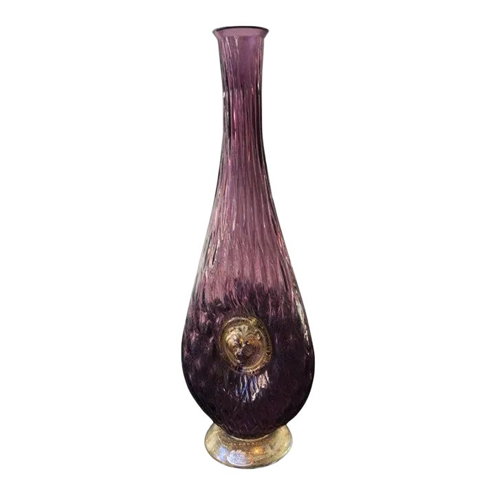 1950s Purple Murano Vase with Lions Head Chairish