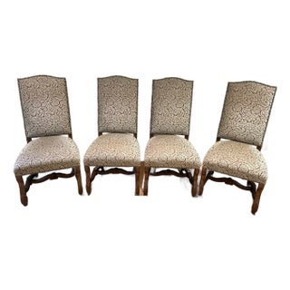 Kreiss Rousseau Dining Side Chairs-Upholstered With Suede Backs- Set of 4 For Sale