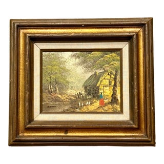 Vintage Impressionist Original Oil Painting Features Countryscape by John Luini (1913 - 2002) For Sale