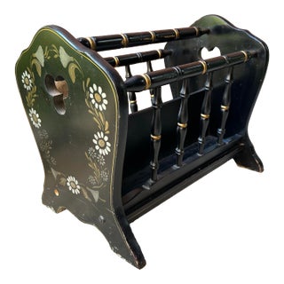 1950s Vintage Ethan Allen Solid Wood Hitchcock Magazine Rack For Sale