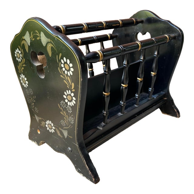 1950s Vintage Ethan Allen Solid Wood Hitchcock Magazine Rack For Sale