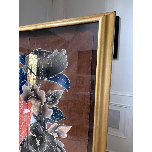 Framed Japanese Futon Cover Textile Art with Resist Yuzen Dye For Sale In Atlanta - Image 6 of 9