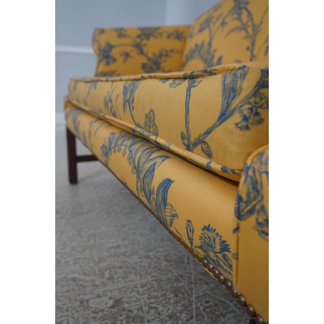 Baker Colonial Williamsburg Blue & Yellow Settee Sofa For Sale - Image 9 of 18
