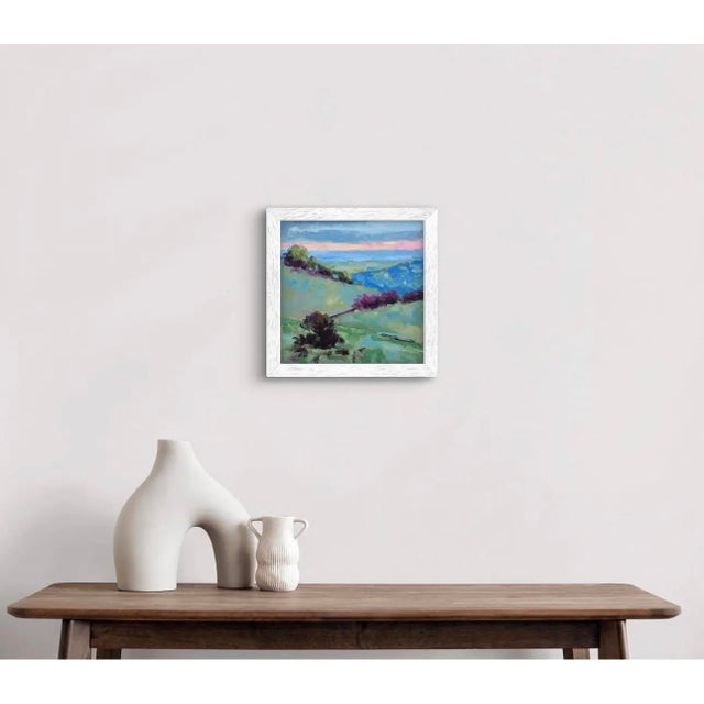 Green Contemporary Mt. Diablo Sunset Original Oil Painting on Canvas For Sale - Image 8 of 12