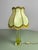 Mid-Century Modern Mid-Century Green Crystal Table Lamp with Ornate Gold-Fringed Lampshade from Val Saint Lambert, Belgium, 1960s For Sale - Image 3 of 12