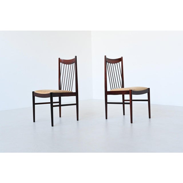 Vintage Danish Dining Chairs in Rosewood and Suede by Helge Sibast for Sibast, 1960, Set of 6 For Sale - Image 12 of 18