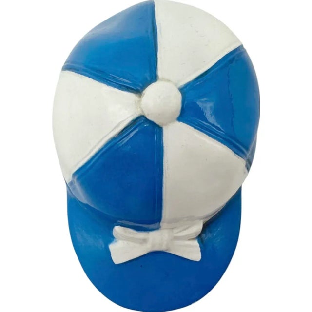 Vintage Equestrian Jockey Cap Bottle Opener Blue & White For Sale - Image 12 of 13