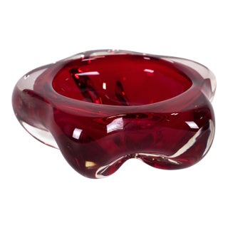 1960s European Art Glass Red Bowl by Whitefriars For Sale