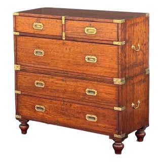 British Military Officer's Campaign Chest or Dresser of Brass-Bound Teak For Sale