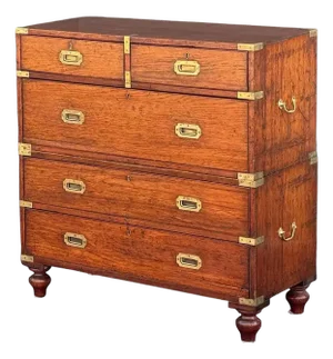 British Military Officer's Campaign Chest or Dresser of Brass-Bound Teak