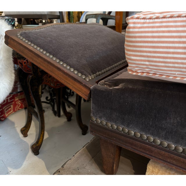 Antique French Mohair Petite Daybed W Ratchet Sides For Sale - Image 10 of 10