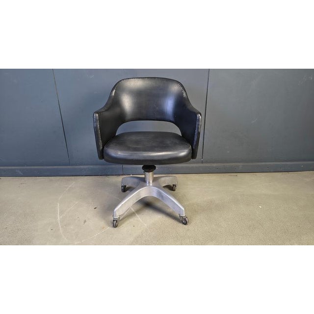 Mid-Century Desk Chair in Aluminium and Leather, 1950s For Sale - Image 11 of 14