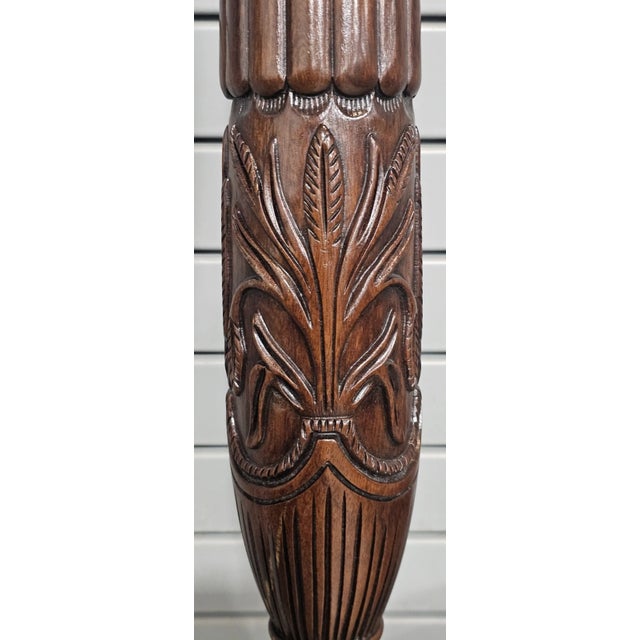 Brown Late 20th Century Mahogany Queen Size Four Post Carved Rice Bed Made Attributed to Henkel Harris For Sale - Image 8 of 11