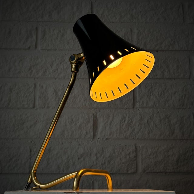 1950s Mid-Century Modern Model 8256 Table Lamp in Brass and Steel, 1950s For Sale - Image 5 of 11