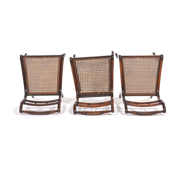 Brown Rare Pair of 19th Century English Regency Mahogany Chairs -Attributed to Gallows, Original Hand Caning British West Indies Feel! For Sale - Image 8 of 10