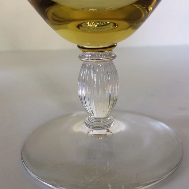 Canary Yellow Crystal Water/Wine Goblets - Set of 4 For Sale In Sacramento - Image 6 of 13