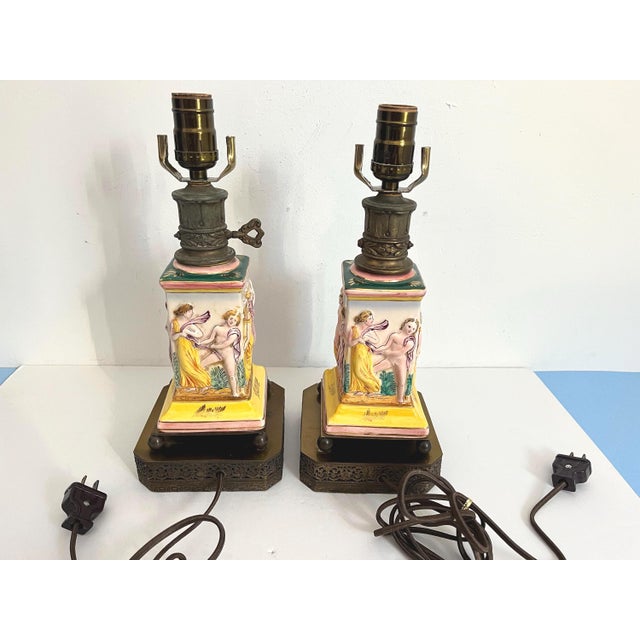 1940s Greco-Roman Lamps & Shades, Pair For Sale - Image 15 of 16