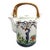 Vintage Japanese Imari Style Porcelain Dobin Teapot With Woven Rattan Handle For Sale