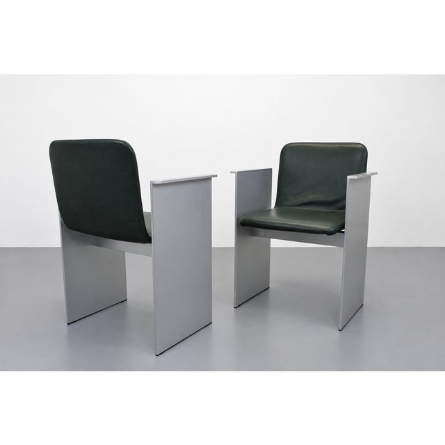 Mid-Century Modern Flutz Chairs in Steel and Leather by Michael Anastassiades for Cassina, 2010s, Set of 2 For Sale - Image 3 of 14