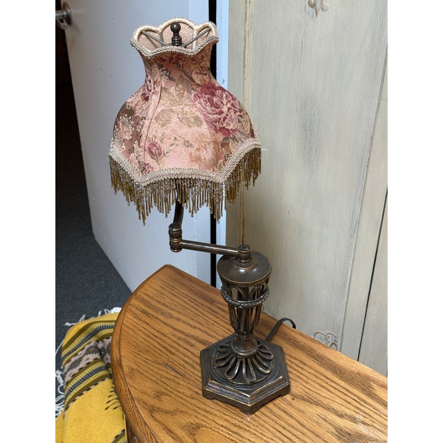 Victorian Vintage Swing Arm Table Lamp For Sale - Image 3 of 12