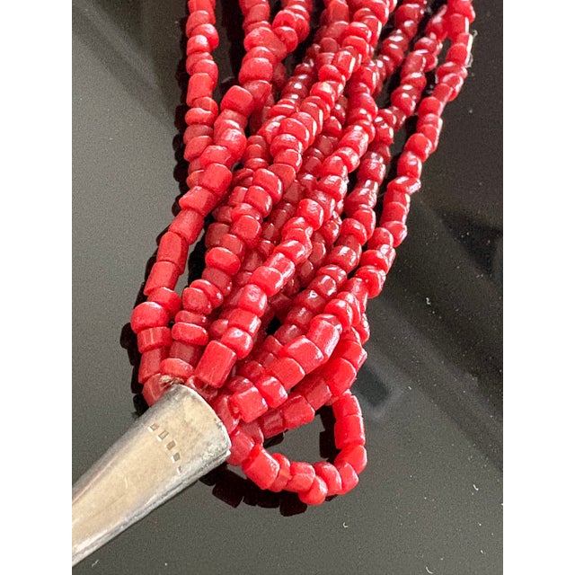 Vintage Native American Style 10-Strand Mediterranean Red Coral Necklace 1971 Four Square Marks For Sale In Seattle - Image 6 of 7