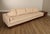 High Quality Vintage Mid 20th Century Long Custom Upholstered, Walnut Platform Base Sofa With Attached Two Drawer Side Table