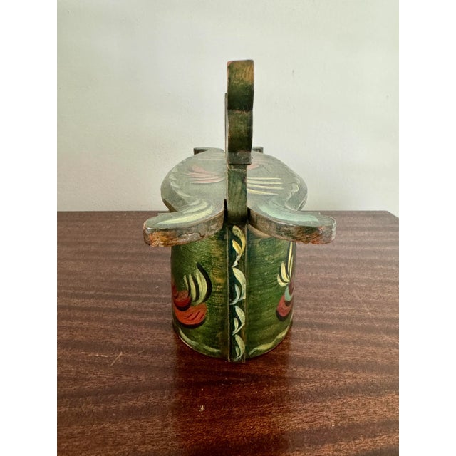 19th Century Primitive Norwegian Blue Rosemaling Tine Box For Sale - Image 5 of 12