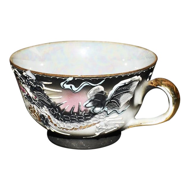 Antique Japonisme Moriage Dragon Ware Cup in Black - 1920s For Sale