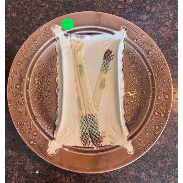 Coffee 19th Century Majolica Asparagus Plate Luneville For Sale - Image 8 of 10