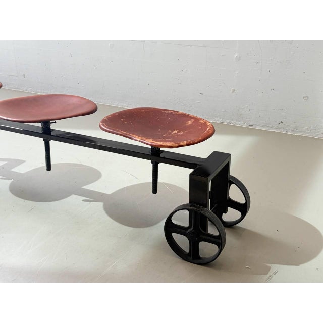 Black Industrial Bench with Adjustable Leather Seats by Kare Design, 2000s For Sale - Image 8 of 16