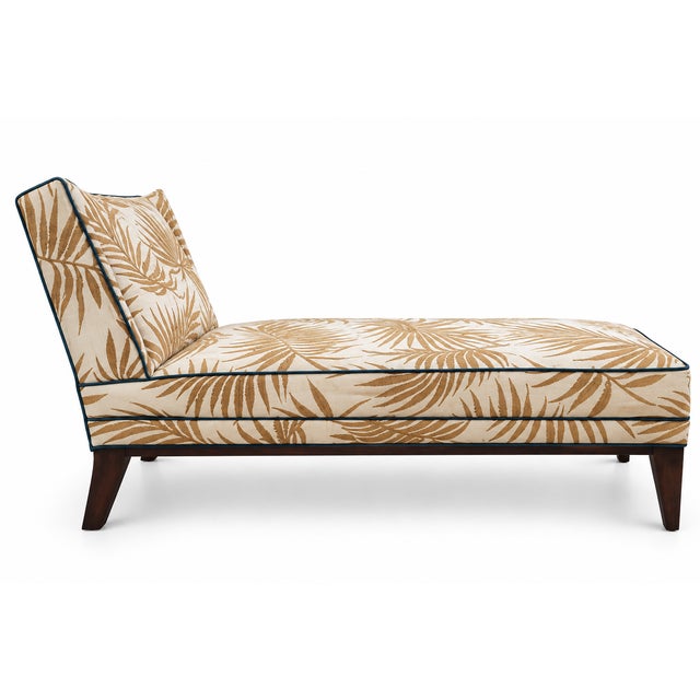 Modern Custom Modern Chaise Lounge in Fabricut Palm Fabric For Sale - Image 3 of 4