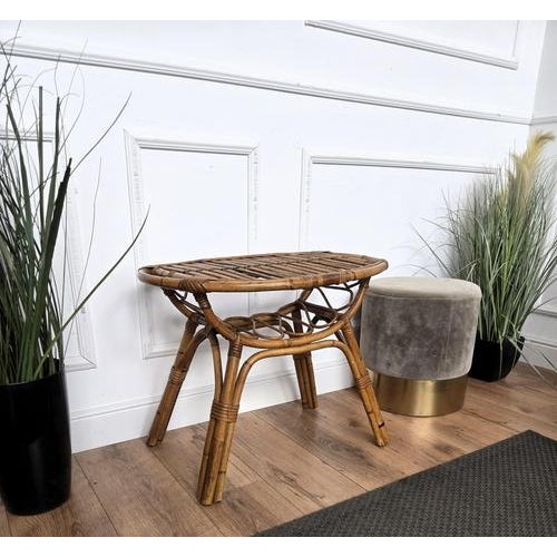 Italian Bohemian French Riviera Bamboo Rattan Oval Coffee Table, 1960s For Sale - Image 6 of 10