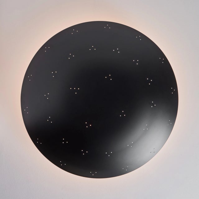 Large Raul Reyes 'Rey 26' Perforated Dome Ceiling Lamp in Black For Sale - Image 10 of 12