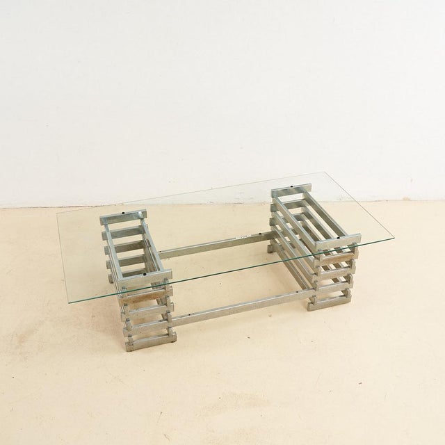 Gray Designer Coffee Table with Chromed Base For Sale - Image 8 of 9