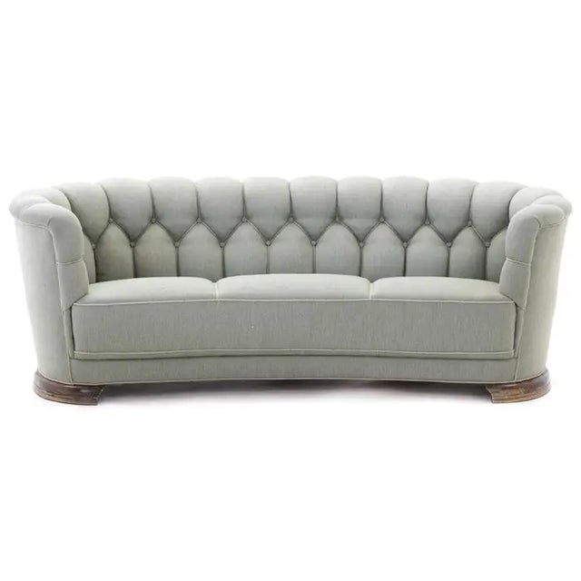 Large Danish 1940s Banana Form Curved Sofa For Sale - Image 4 of 6