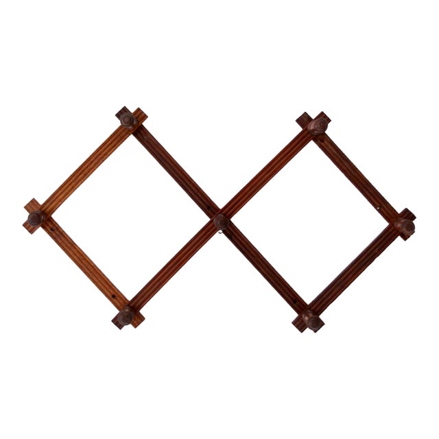 Vintage Wooden Accordion Wall Rack For Sale